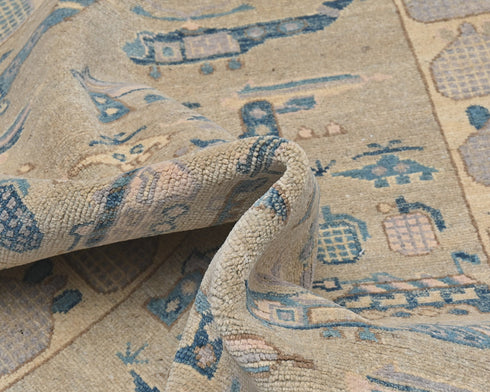 3x5 Gray Kuba Afghan Hand Knotted Wool Area Rug